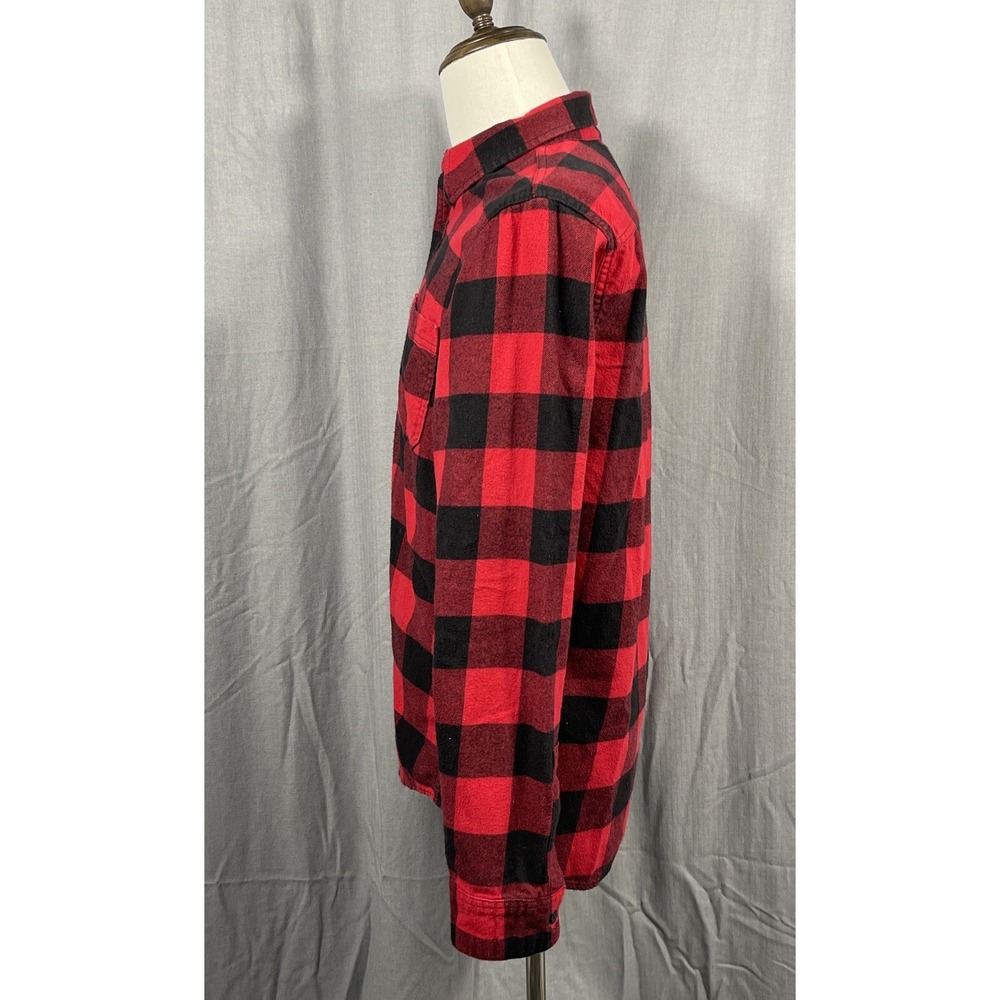 Hollister Red Black Buffalo Check Flannel Shirt Mens Medium Long Sleeve - Picture 6 of 8